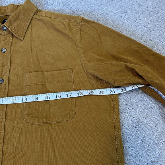 Uniqlo Corduroy Shirt Mens Small Gold Button Down Preppy Utility Chore Classic - Picture 11 of 12